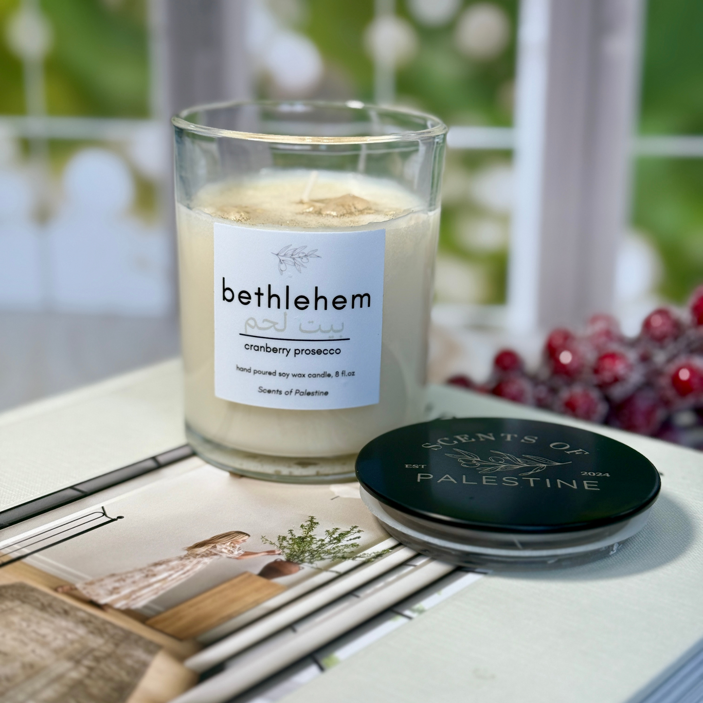 Bethlehem Holiday Candle- Cranberry Prosecco