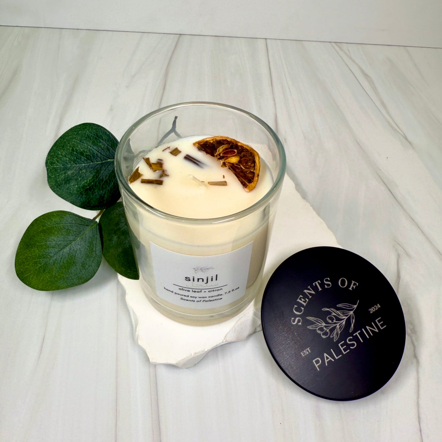 Sinjil Candle- Olive Leaf and Citron