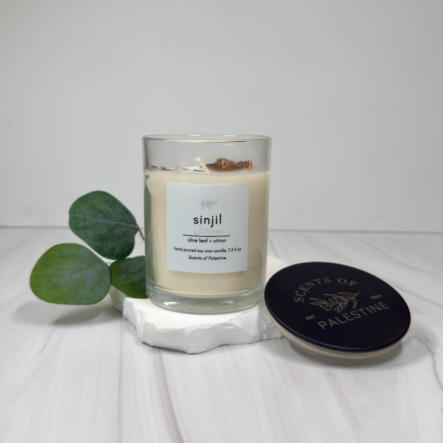 Sinjil Candle- Olive Leaf and Citron